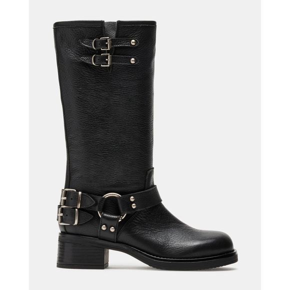 Steve Madden Women’s Astor Black Leather Mid Calf Boots Size 9M - Picture 1 of 13